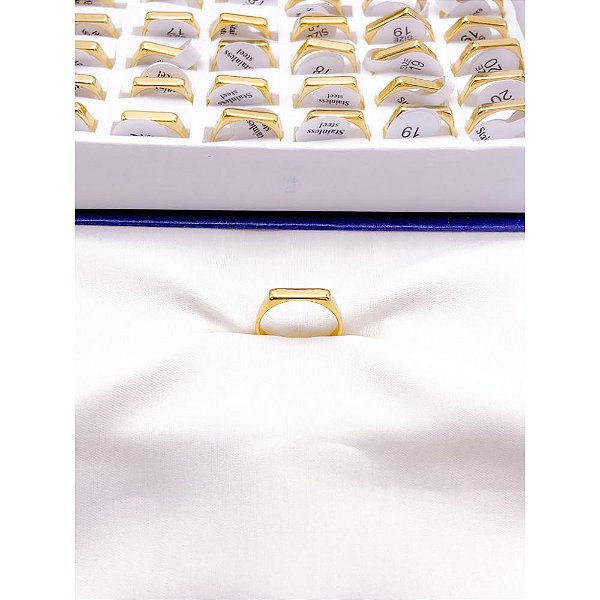 ANEL  AÇO INOXIDÁVEL CHAPINHA PARA GRAVAÇÃO - DOURADO