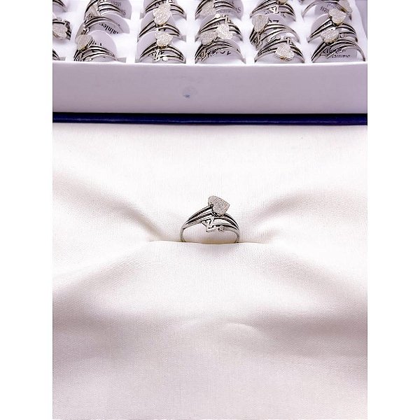 ANEL  AÇO INOXIDÁVEL INSPIRE-SE CORAÇÃO DIAMANTADO - PRATEADO