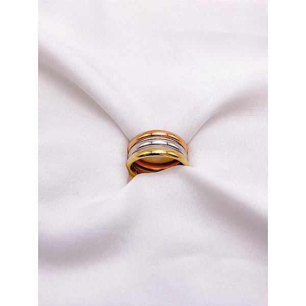 ANEL  AÇO INOXIDÁVEL TRIO TRICOLORE  - DOURADO PRATA E ROSÉ