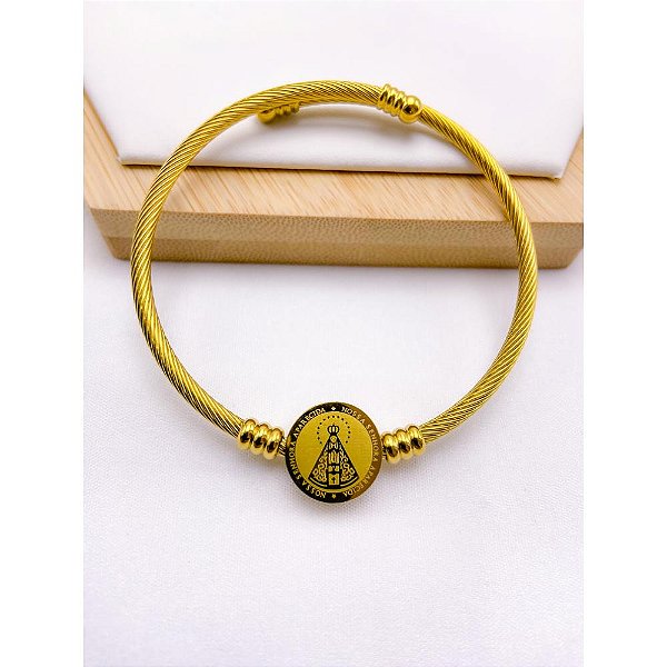 BRACELETE AÇO INOXIDÁVEL NOSSA SENHORA - DOURADO