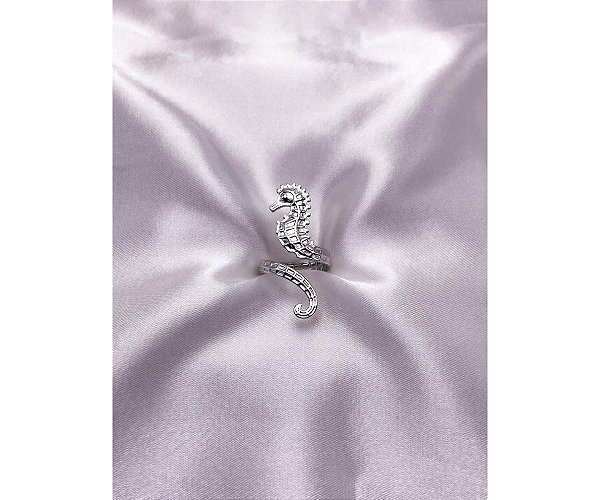 ANEL  AÇO INOXIDÁVEL CAVALO MARINHO AJUSTAVEL - PRATEADO (UNIDADE)