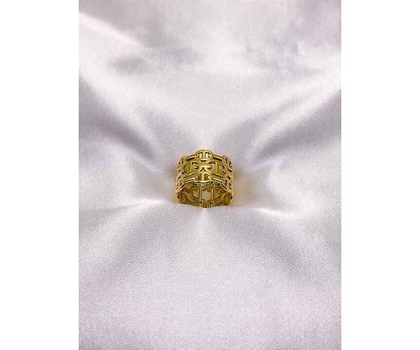 ANEL  AÇO INOXIDÁVEL ESTILO ALIANÇA LARGA AJUSTAVEL - DOURADO (UNIDADE)