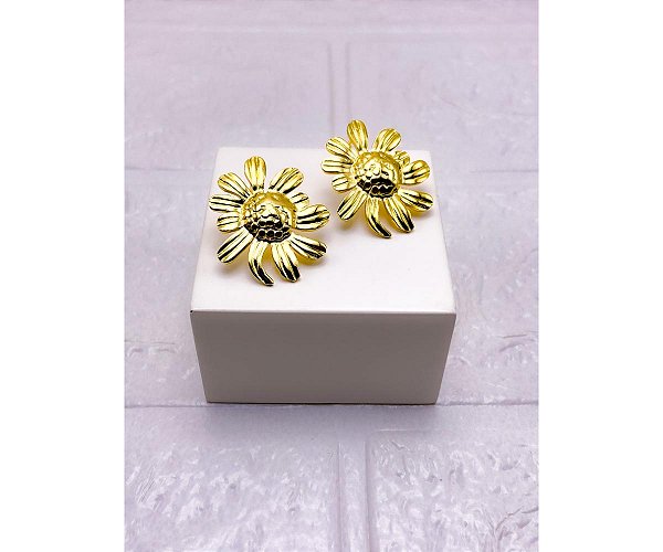 BRINCO AÇO INOXIDAVEL  FLOR - DOURADO