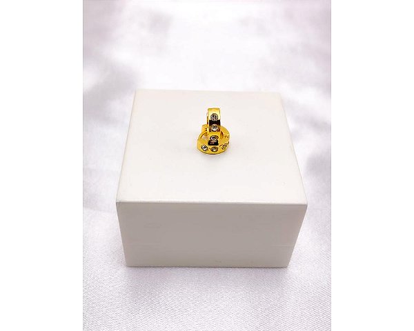 ARGOLINHA CLICK AÇO INOX  PEDRAS CRISTAL PP - DOURADO