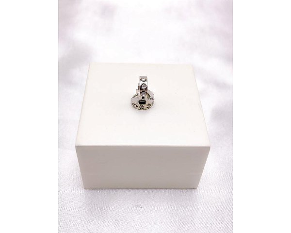 ARGOLINHA CLICK AÇO INOX  PEDRAS CRISTAL PP - PRATEADO