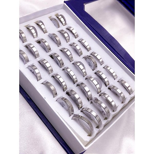 CAIXA ALIANCA ACO INOXIDAVEL 4MM LISA QUADRADA - PRATEADA (36 UNIDADES)