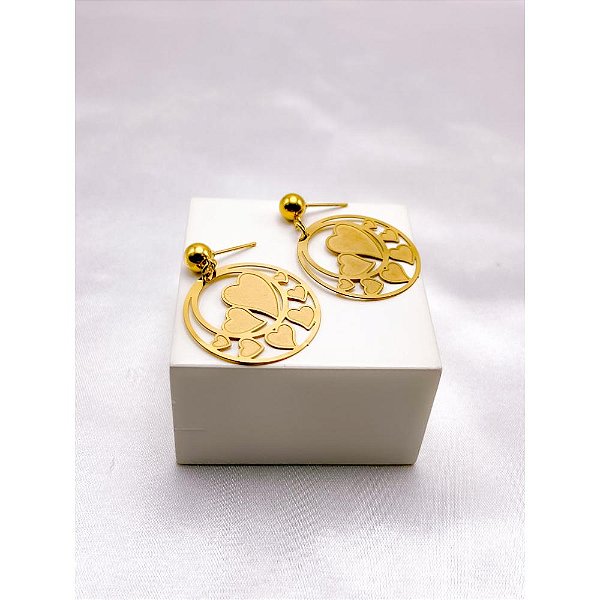 BRINCO AÇO INOX  CORAÇÃO - DOURADO