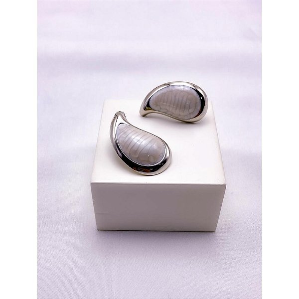BRINCO AÇO INOX  GOTA PEROLADO - PRATEADO
