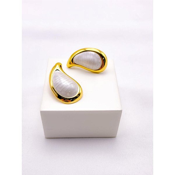 BRINCO AÇO INOX  GOTA PEROLADO - DOURADO