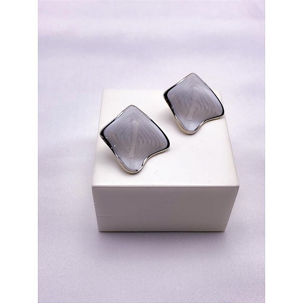 BRINCO AÇO INOX  GEOMETRICO PEROLADO - PRATEADO