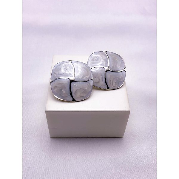 BRINCO AÇO INOX  GEOMETRICO PEROLADO - PRATEADO