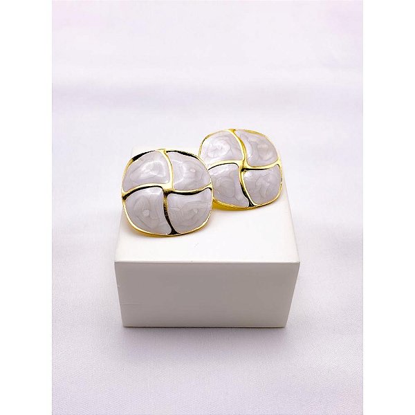 BRINCO AÇO INOX  GEOMETRICO PEROLADO - DOURADO