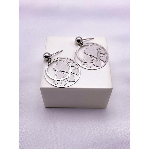 BRINCO AÇO INOX  CORAÇÃO - PRATEADO