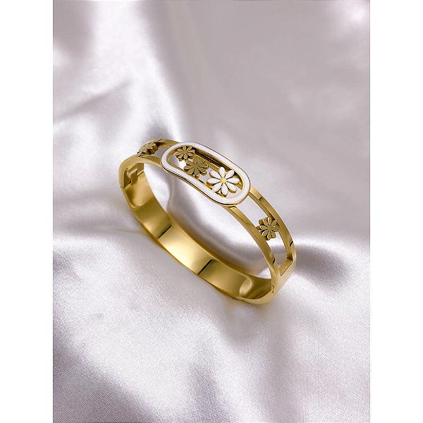 BRACELETE AÇO INOX MARGARIDA - DOURADO