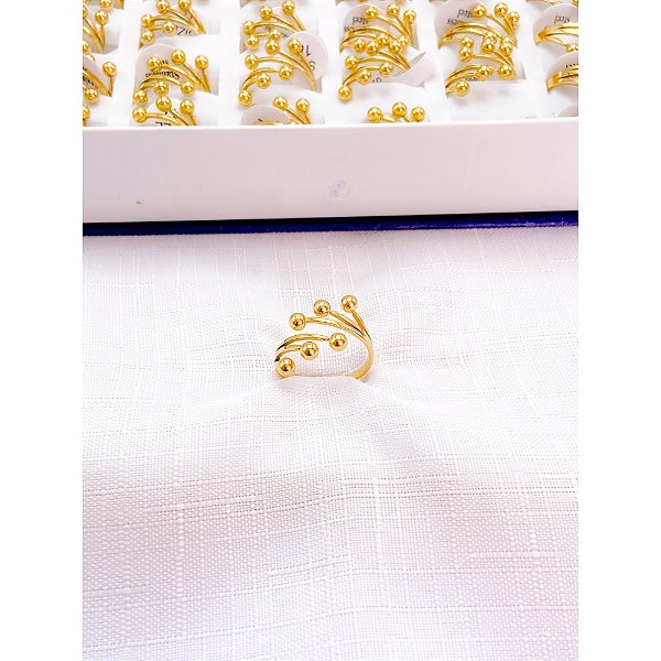 ANEL  AÇO INOXIDÁVEL BOLINHAS - DOURADO (UNIDADE)