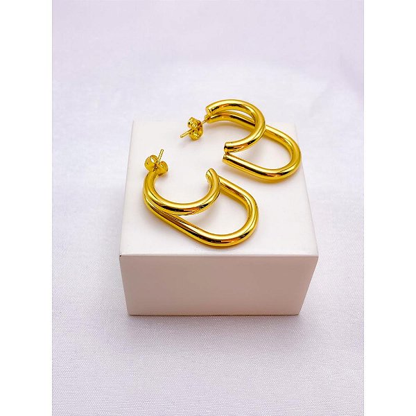BRINCO AÇO INOXIDÁVEL GEOMETRICO - DOURADO