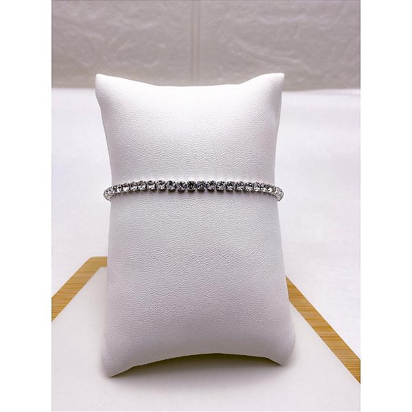 PULSEIRA AÇO INOX RIVIERA CRISTAL - PRATEADA