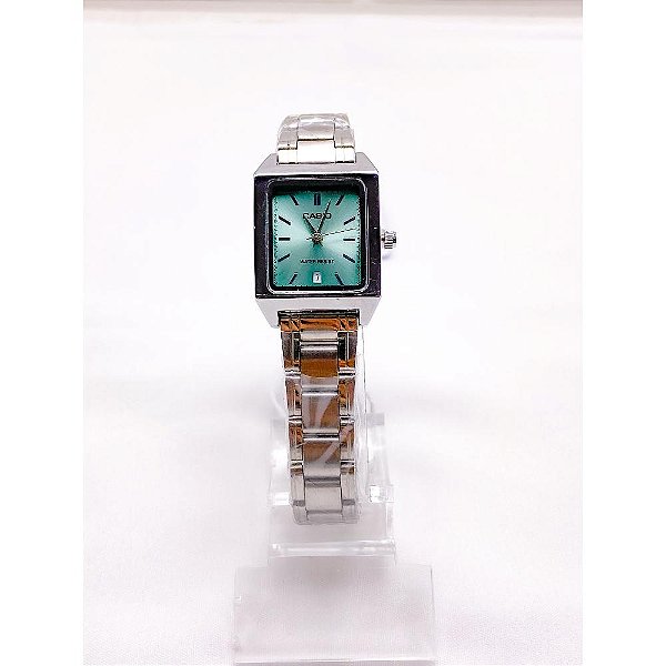 RELÓGIO VINTAGE AÇO INOXIDAVEL FEMININO FUNDO AZUL - PRATEADO