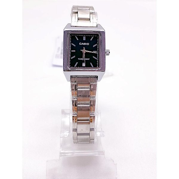 RELÓGIO VINTAGE AÇO INOXIDAVEL FEMININO FUNDO PRETO - PRATEADO