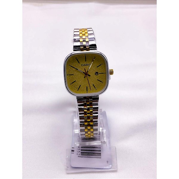 RELÓGIO VINTAGE AÇO INOXIDAVEL FEMININO FUNDO DOURADO - DOURADO E PRATEADO