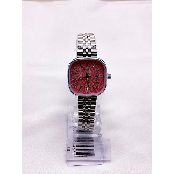 RELÓGIO VINTAGE AÇO INOXIDAVEL FEMININO FUNDO ROSA - PRATEADO