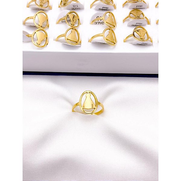 ANEL DE AÇO INOXIDÁVEL NOSSA SENHORA  - DOURADO
