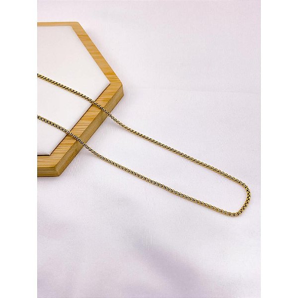 CORRENTE AÇO INOX ELO 2.4MM 60CM  - DOURADA
