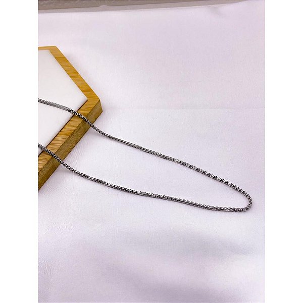 CORRENTE AÇO INOX ELO 2.4MM 60CM  - PRATEADA
