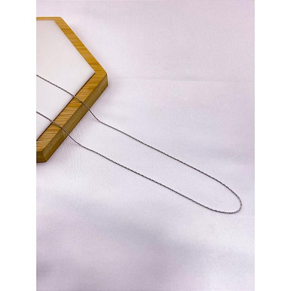 CORRENTE AÇO INOX FININHA 60CM  - PRATEADA