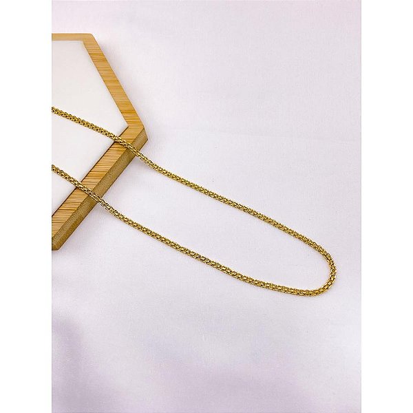 CORRENTE AÇO INOX ELO CADEADO DUPLO 60CM  - DOURADA