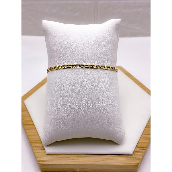 PULSEIRA AÇO INOXIDÁVEL 22CM FÍGARO 0.8MM  - DOURADA
