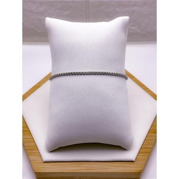 PULSEIRA AÇO INOXIDÁVEL TIJOLINHO 22CM   - PRATEADA