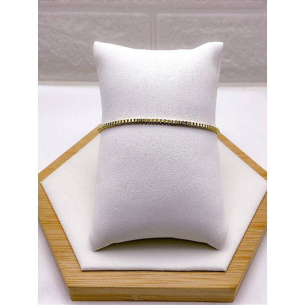 PULSEIRA AÇO INOXIDÁVEL TIJOLINHO 22CM   - DOURADA