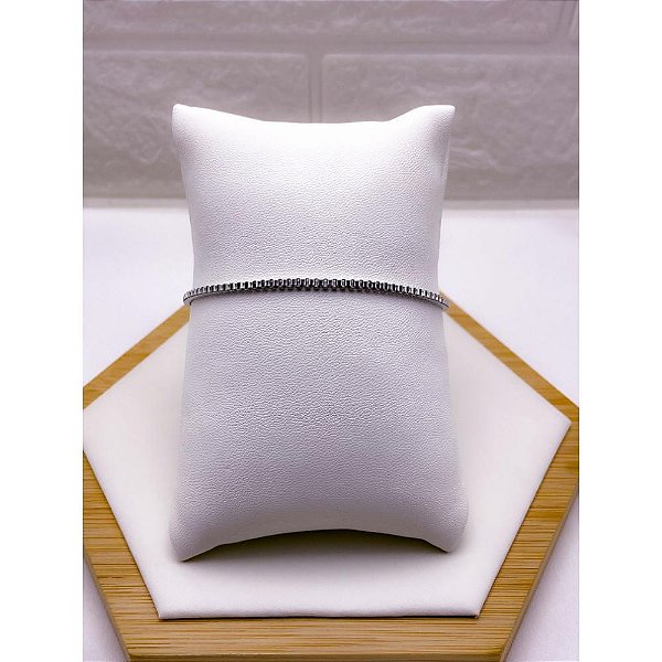 PULSEIRA AÇO INOXIDÁVEL TIJOLINHO 22CM   - PRATEADA