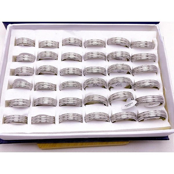 CAIXA ALIANÇA AÇO INOXIDÁVEL JATEADA TRABALHADA 6MM - PRATEADA (36 UNIDADES)
