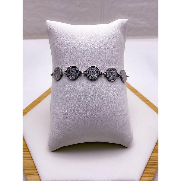 PULSEIRA AÇO INOX  SÃO MIGUEL ARCANJO - PRATEADA
