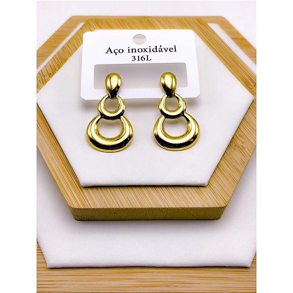 BRINCO AÇO INOXIDÁVEL GEOMETRICO - DOURADO