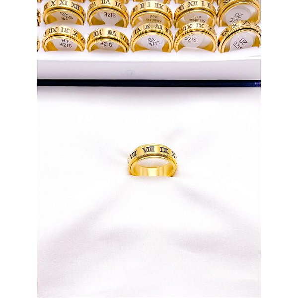 ANEL AÇO INOXIDÁVEL ROTATIVO 6MM ALGARISMOS ROMANOS - DOURADO (UNIDADE)