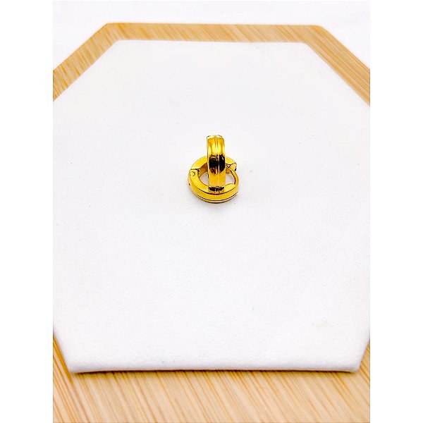 BRINCO AÇO INOX ARGOLINHA CLICK TRABALHADA PP- DOURADO