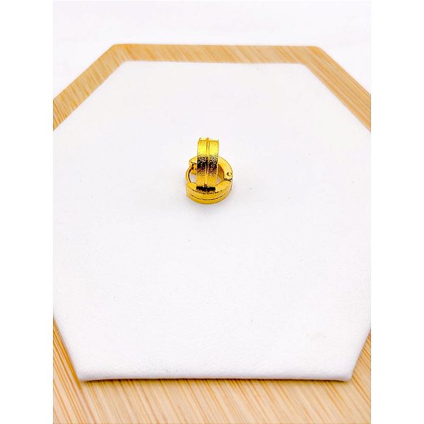 BRINCO AÇO INOX ARGOLINHA CLICK TRABALHADA PP- DOURADO