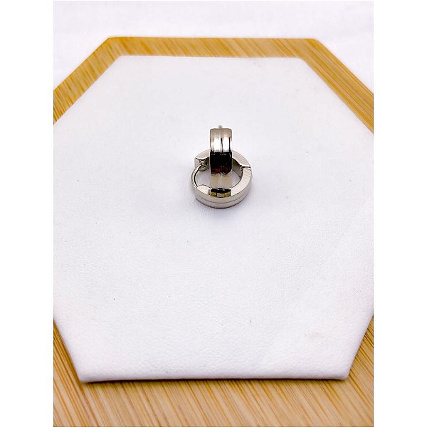 BRINCO AÇO INOX ARGOLINHA CLICK TRABALHADA P- PRATEADA
