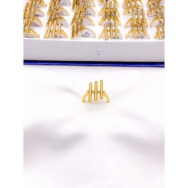 ANEL AÇO INOXIDÁVEL 3 FILETES - DOURADO (UNIDADE)
