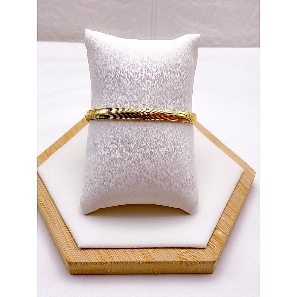 PULSEIRA AÇO INOXIDAVEL  MALHA 6MM 18CM+4CM EXTENSOR - DOURADA