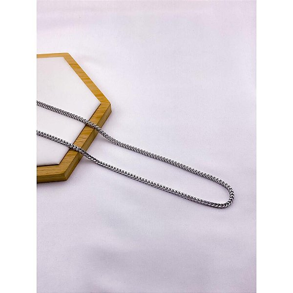 CORRENTE ELO GRUMET QUADRADA 60CM AÇO INOXIDÁVEL - PRATEADA