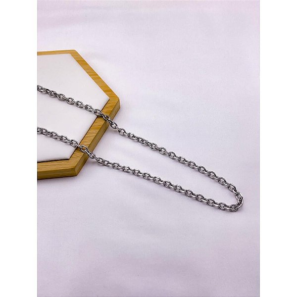 CORRENTE AÇO INOXIDAVEL ELO CADEADO CHANFRADA 1.6MM 60CM - PRATEADA