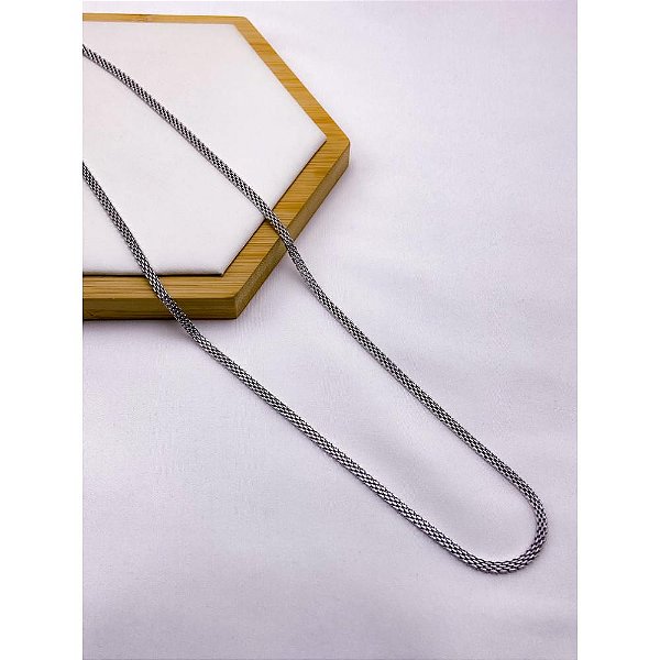 CORRENTE AÇO INOXIDAVEL MALHA ITALIANA 3.0MM 60CM - PRATEADA