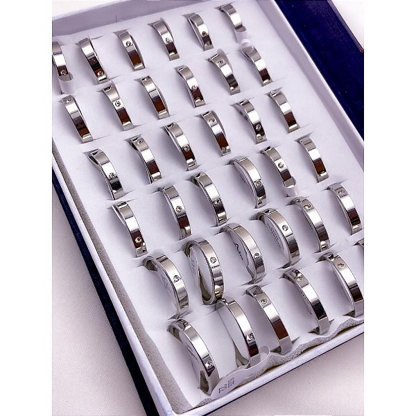 CAIXA DE ALIANÇA QUADRADA AÇO INOXIDÁVEL ZIRCONIA 4MM PRATEADA - (36 UNIDADES)