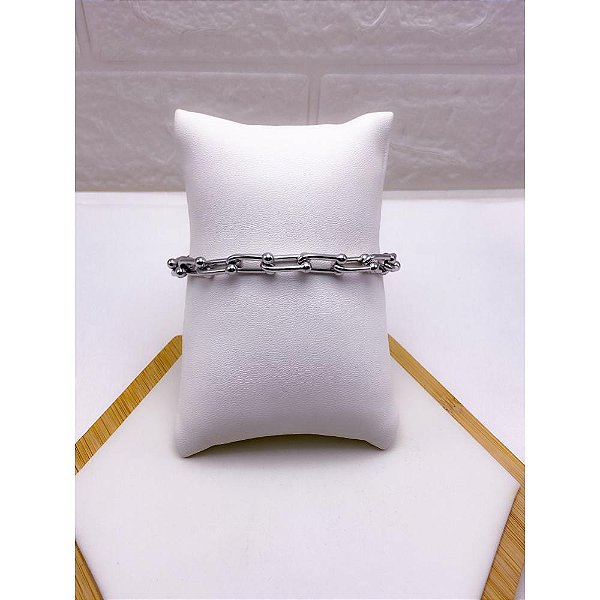 PULSEIRA AÇO INOXIDAVEL  HARDWEAR 17CM+3CM EXTENSOR - PRATEADA
