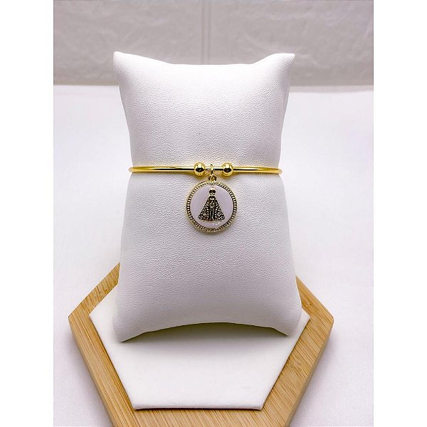 BRACELETE AÇO INOXIDÁVEL NOSSA SENHORA - DOURADO