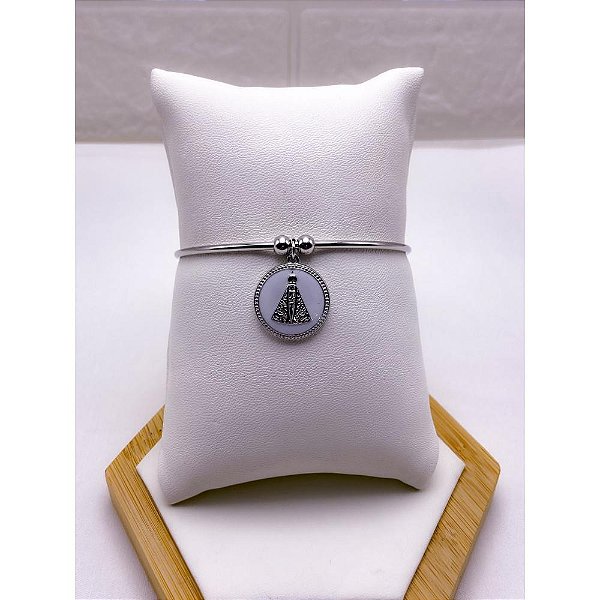 BRACELETE AÇO INOXIDÁVEL NOSSA SENHORA - PRATEADO